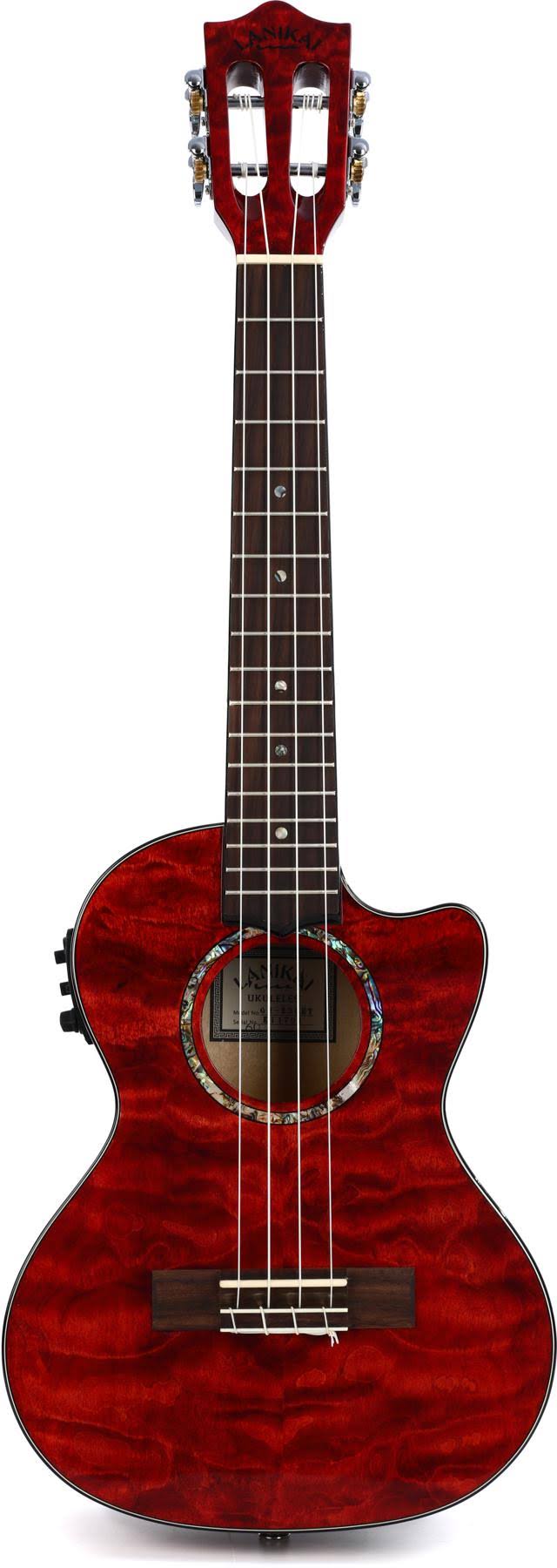 Lanikai Quilted Maple Red Stain Tenor Ukulele, Brown
