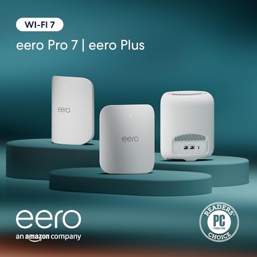 Introducing Amazon eero Pro 7 tri-band mesh Wi-Fi 7 router (newest model) - Supports internet plans up to 5 Gbps, Coverage up to 6,000 sq. ft., 3-pack