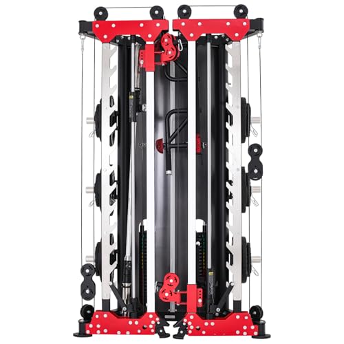 Altas Strength Folding Home Gym Smith Machine with Pulley System Gym Squat Rack Weight Bar Upper Body Strength Training Leg Developer Commercial Fitness Equipment Included Accessories 3107