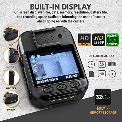 Promnico Police Body Camera for Law Enforcement Wearable Video + Audio Body Camera with Night Vision for Security Guards, Police