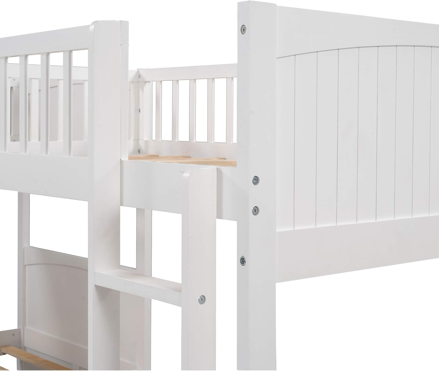 L Shape Corner Bunk Bed Triple, Loft Bed with 2 Drawers, Multifunctional Storage Loft Bed, Bunk Bed, Double Loft Bed for Bedroom, Space Saver, Bedroom Furniture suit for 3 Kids, Teens, white