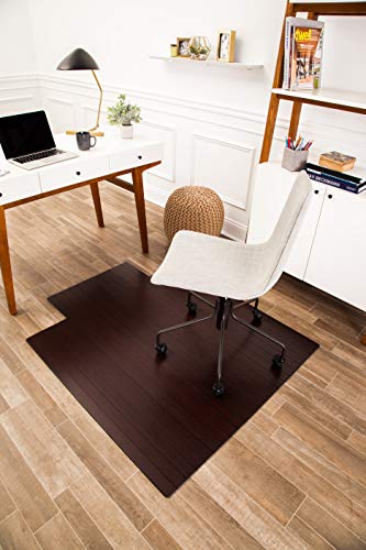 Anji Mountain Office Chairmat Thickest & Sturdy Bamboo Chairmats Highly Premium Quality Anti-Slip Heavy Duty For Multi-Purpose Hardwood Floor Office & Home Floor Protector Office Chair mat-5mm Thick