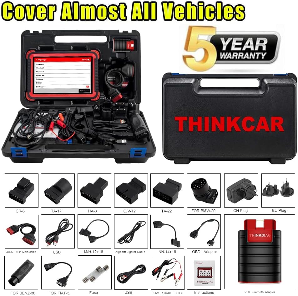 Thinkcar Thinktool Pros Bi-Directional Scanner Full Systems Diagnostic Scan Tool, 31+ Reset Functions, Key Matching, ECU Coding,AutoAuth for FCA SGW, ADAS Calibration (Need Tools), 2 Years Update
