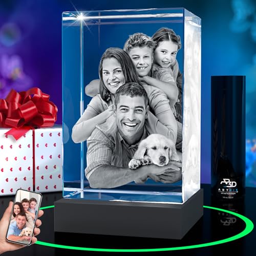 ArtPix 3D Premium Crystal Photo, Personalized Gifts for Mom, Women, Wife, Men, Her, Husband,Grandma, Great Customized Gift With Your Own Photo, Custom Birthday 3D Picture Rectangle, Couples Gifts