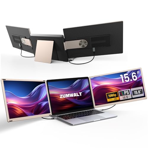 15.6" Portable Laptop Screen Extender - 1080P FHD Portable Monitor Fit for 13''-17.3'' Laptop, Built-in Dual Speakers & Adjustable Stand, Plug and Play, Compatible with Wins/MacOS/Chrome/Android