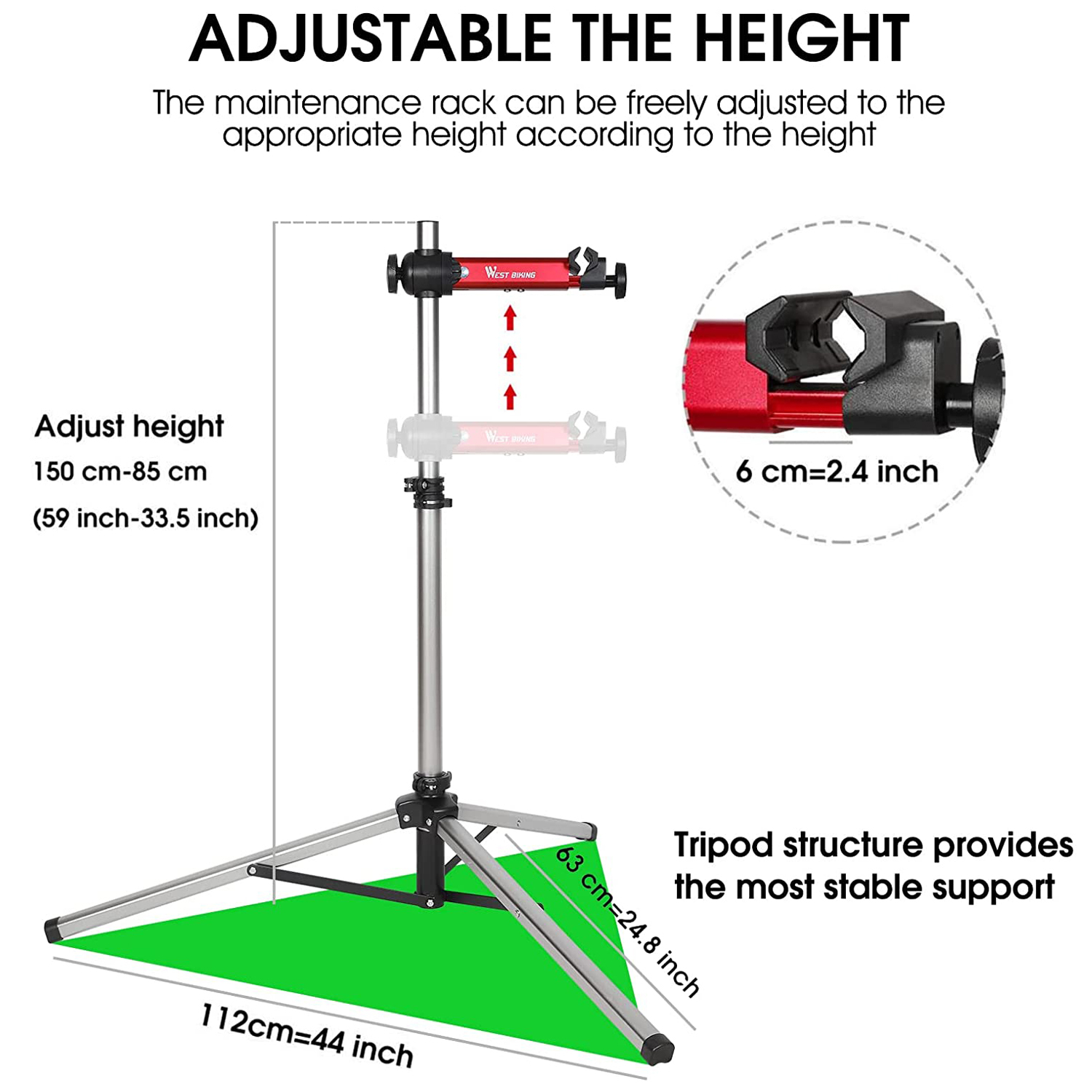 West Biking Adjustable Bike Repair Stand Bicycle Workstand with Tool Tray for Home Bicycle (Max 85 Lbs Load)