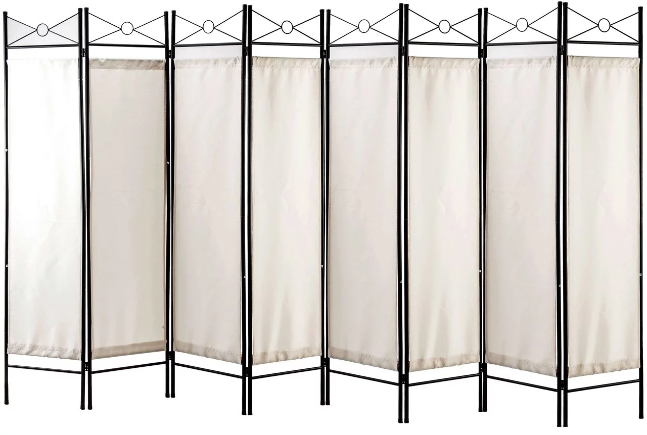 Legacy Decor 8 Panels Room Dividers Privacy Screen Home Office Fabric Metal White Color