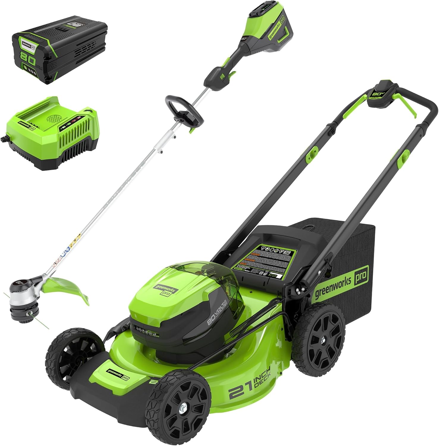 Greenworks 80V 21" Cordless Battery Push Lawn Mower w/ 4.0Ah Battery & Charger String trimmer tool only Kit