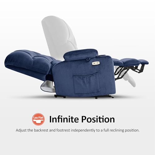 MCombo Large Dual Motor Power Lift Recliner Chair for Elderly, Massage and Heat, Lay Flat, Zero Gravity, Home Button, USB Port, Fabric 7680 (Large, Beige)