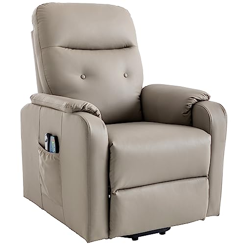 Lift Recliner Chair with Adjustable Angle, Electric Power Lift Chairs Recliners for Elderly with 5 Modes & Side Pocket, Leather Massage Chair Home Theater Seating Single for Living Room, Grey