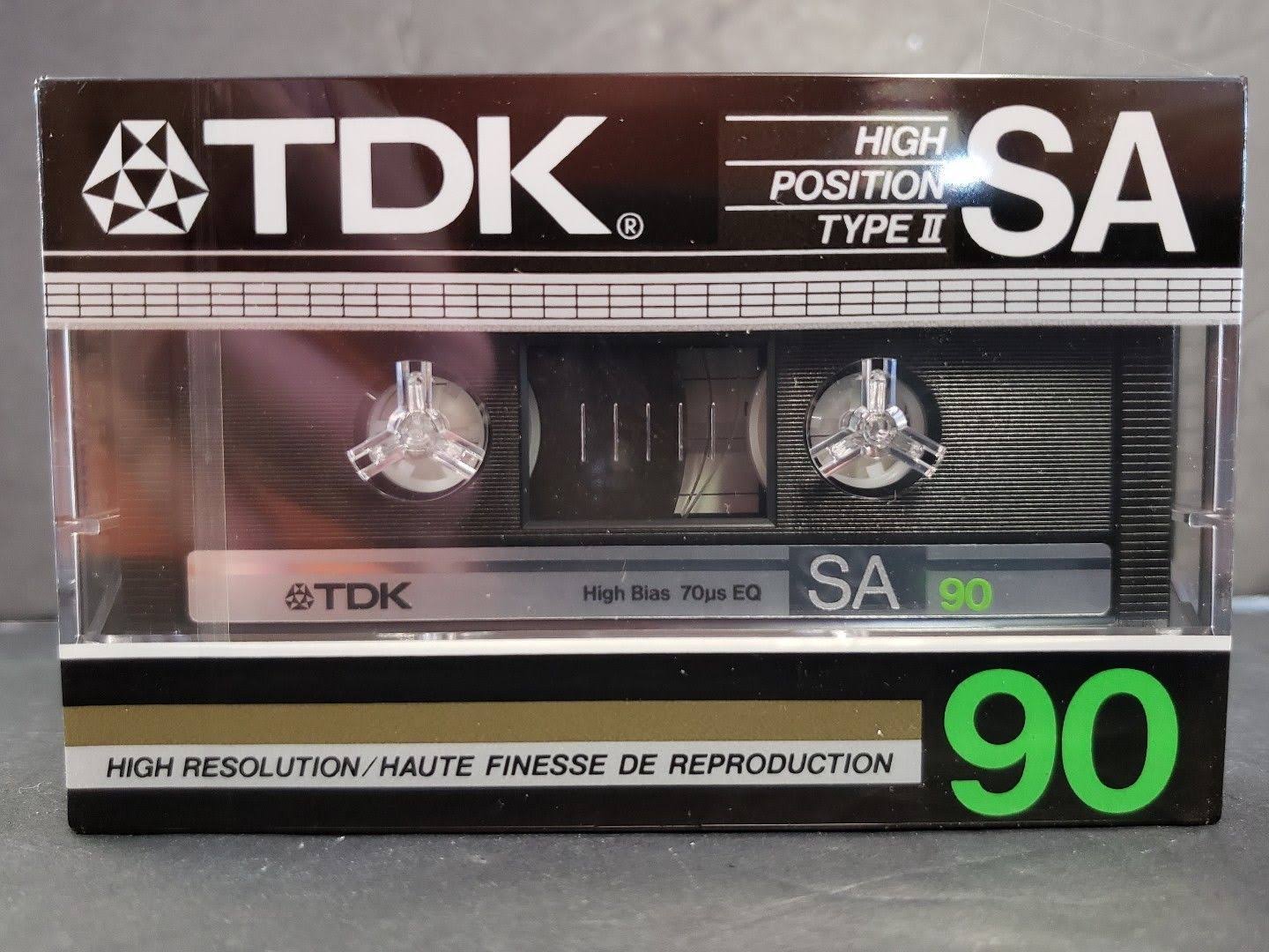 TDK SA90 High Position Type II Blank Cassette Tape Sealed Japan New Sealed