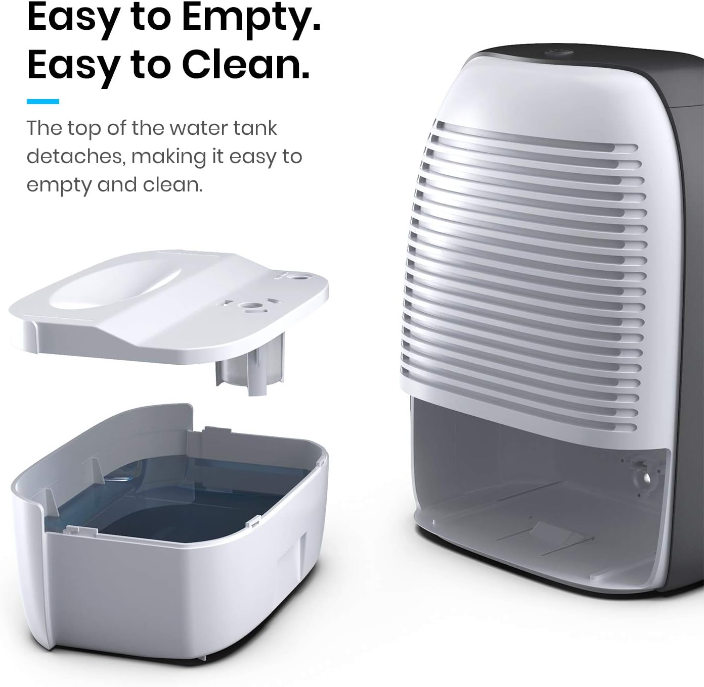 Pro Breeze Premium Electric Dehumidifier Small, 2200 Cubic Feet (250 sq ft), 52oz Capacity, Compact and Portable for Humidity in Home, Basement, Bedroom, RV, Office, Garage - Dehumidifiers for Home Pack of 2