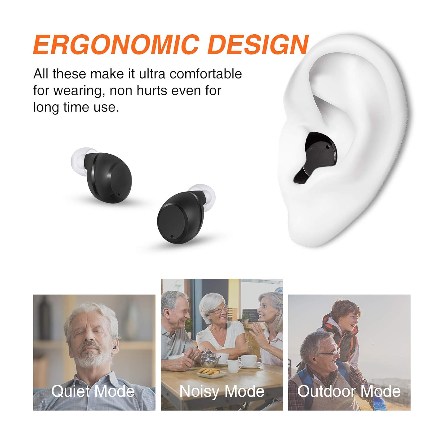 [2022 New] Rechargeable Wireless Invisible Hearing Amplifier to Aids for Adults Seniors, Nano Mini Completely-in-Canal Sound Amplifier Earbuds Hearing Assist Noise Cancelling 1 Pair
