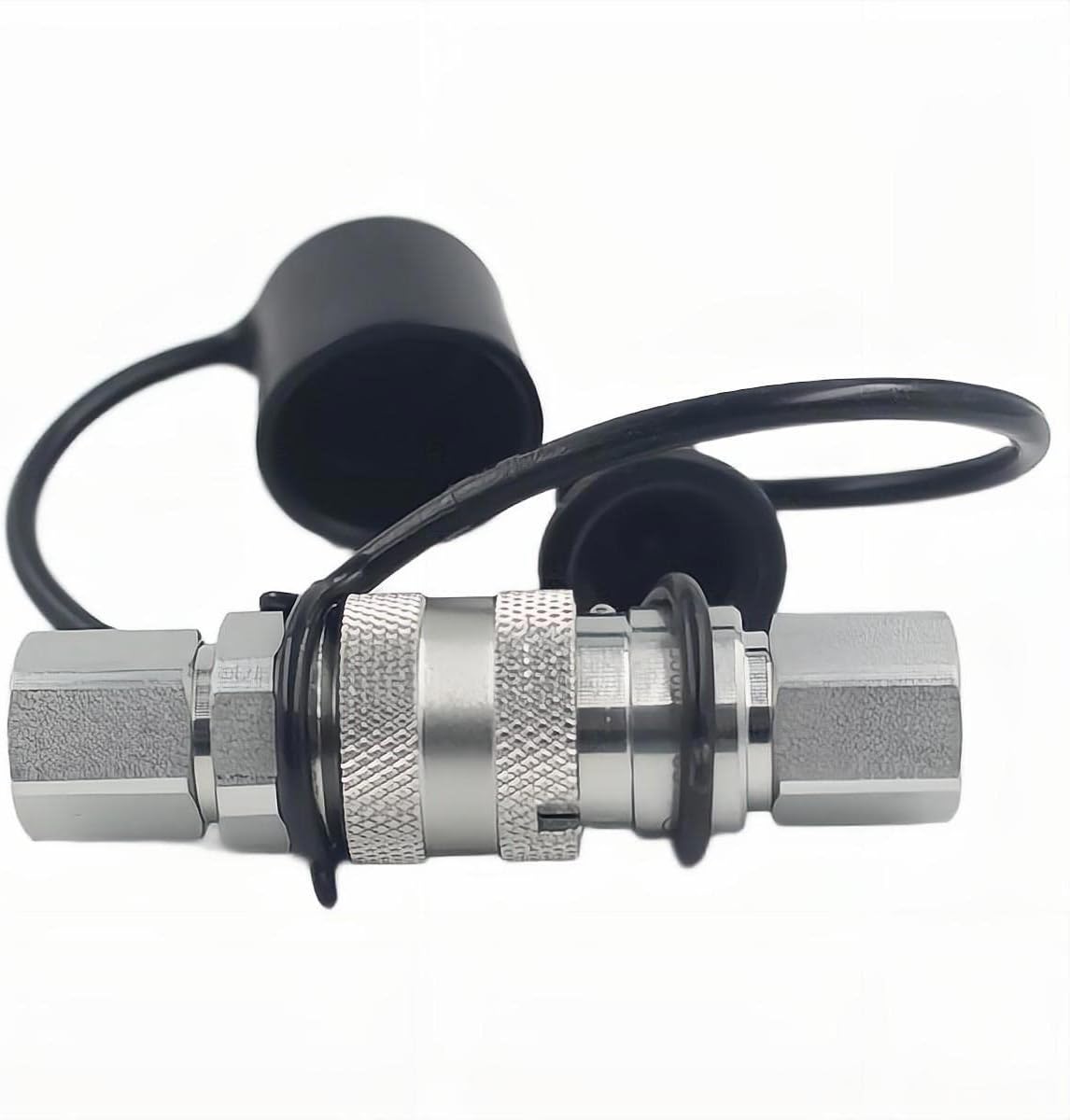 2-Sets ISO16028 1/4 Flat Face Hydraulic Quick Connect Coupling/Coupler Set W/Black Dust Cap 1/4'' NPT Thread