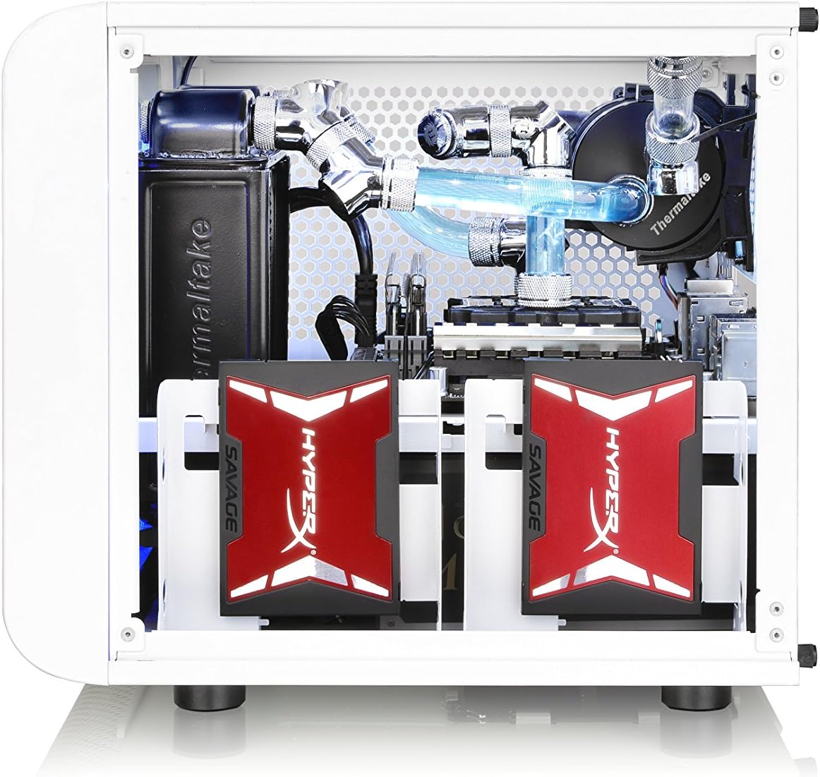 Thermaltake Core V1 Snow Edition SPCC Mini ITX Cube Computer Chassis CA-1B8-00S6WN-01, White