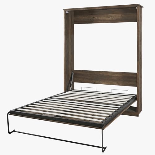 Queen Size Murphy Bed Wall Bed with a Storage Shelf, Space-Saving Wall Bed for Multipurpose Guest Room or Home Office - Gray