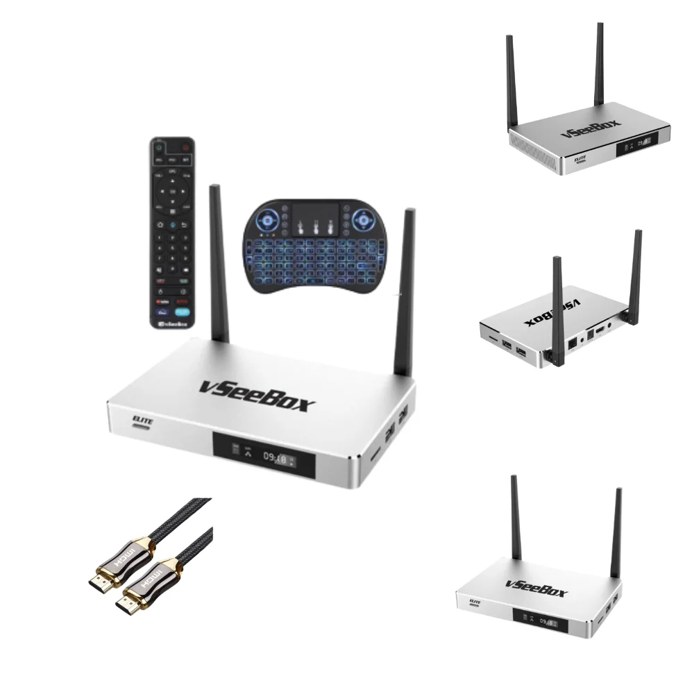 2023 Newest vSeeBox Elite, Newest Smart Android TV Box with Voice Remote Control, Backlit Mini Keyboard and 2Meters 8K HDMI Cable (4G RAM+ 128G ROM)
