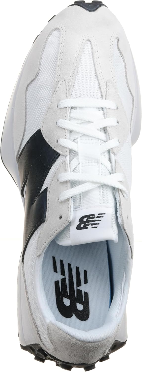 New Balance Men's 327 Sneaker, White with Black (us_Footwear_Size_System, Adult, Men, Numeric, Medium, Numeric_9_Point_5)