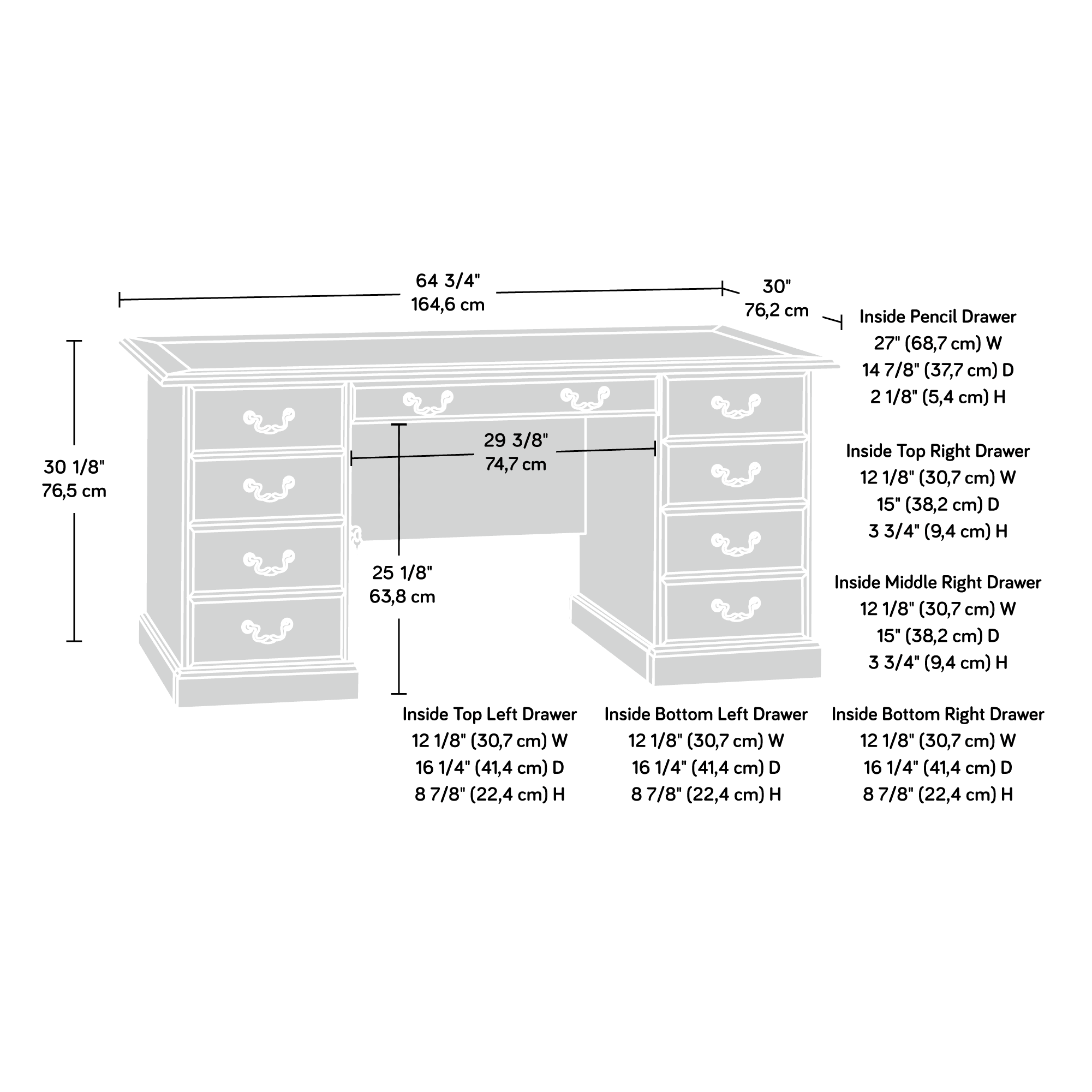 Sauder Heritage Hill Executive Desk, Classic Cherry Finish