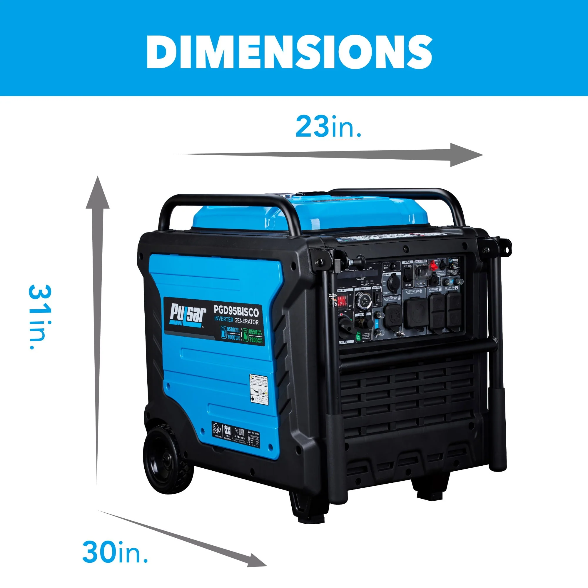 Pulsar 9,500 Watt Super Quiet Dual Fuel Inverter Generator with CO Alert and Remote Start