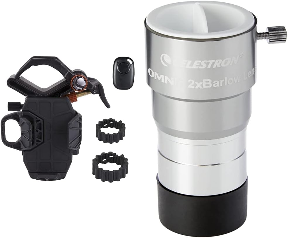 Celestron - NexYZ DX Kit - 3-Axis Universal Smartphone Adapter - Digiscoping Smartphone Adapter - Bluetooth Shutter Release Remote – Capture Images and Video Through Your Telescope or Spotting Scope