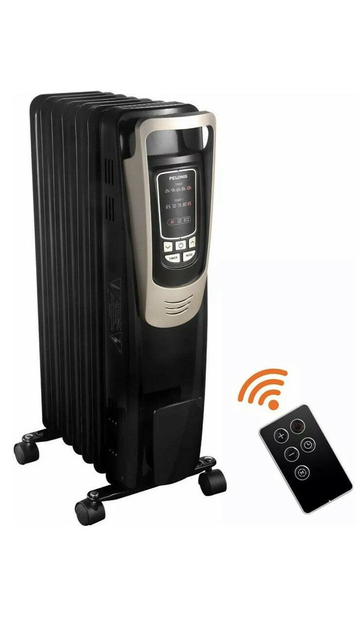 Pelonis Oil Filled Radiator Portable Space Heater with Programmable Thermostat