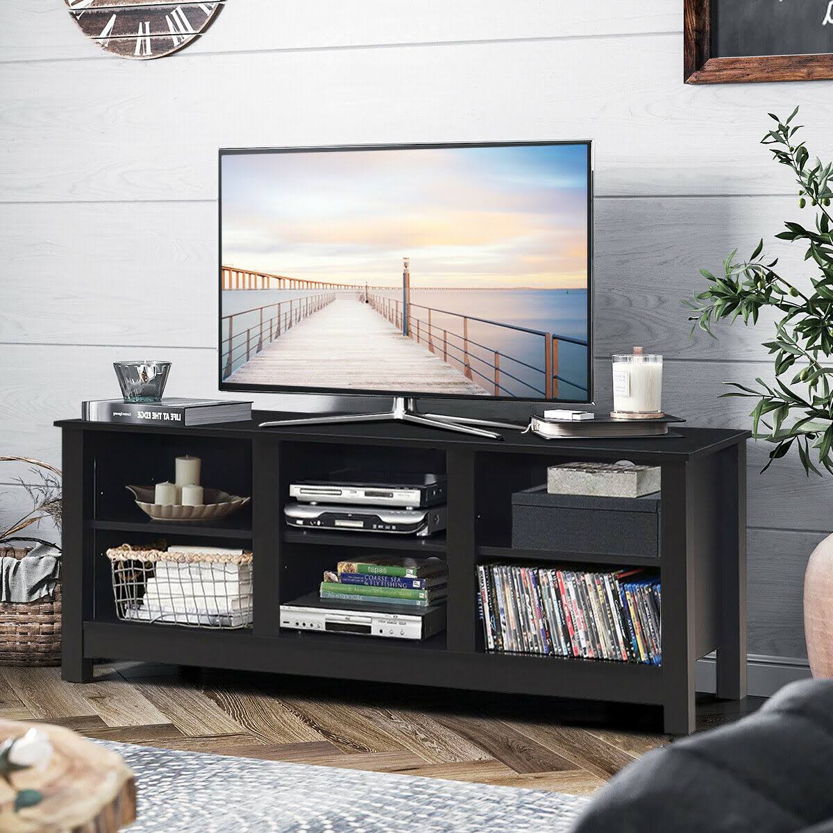 Costway 60x22 Entertainment TV Stand Cabinet-Black