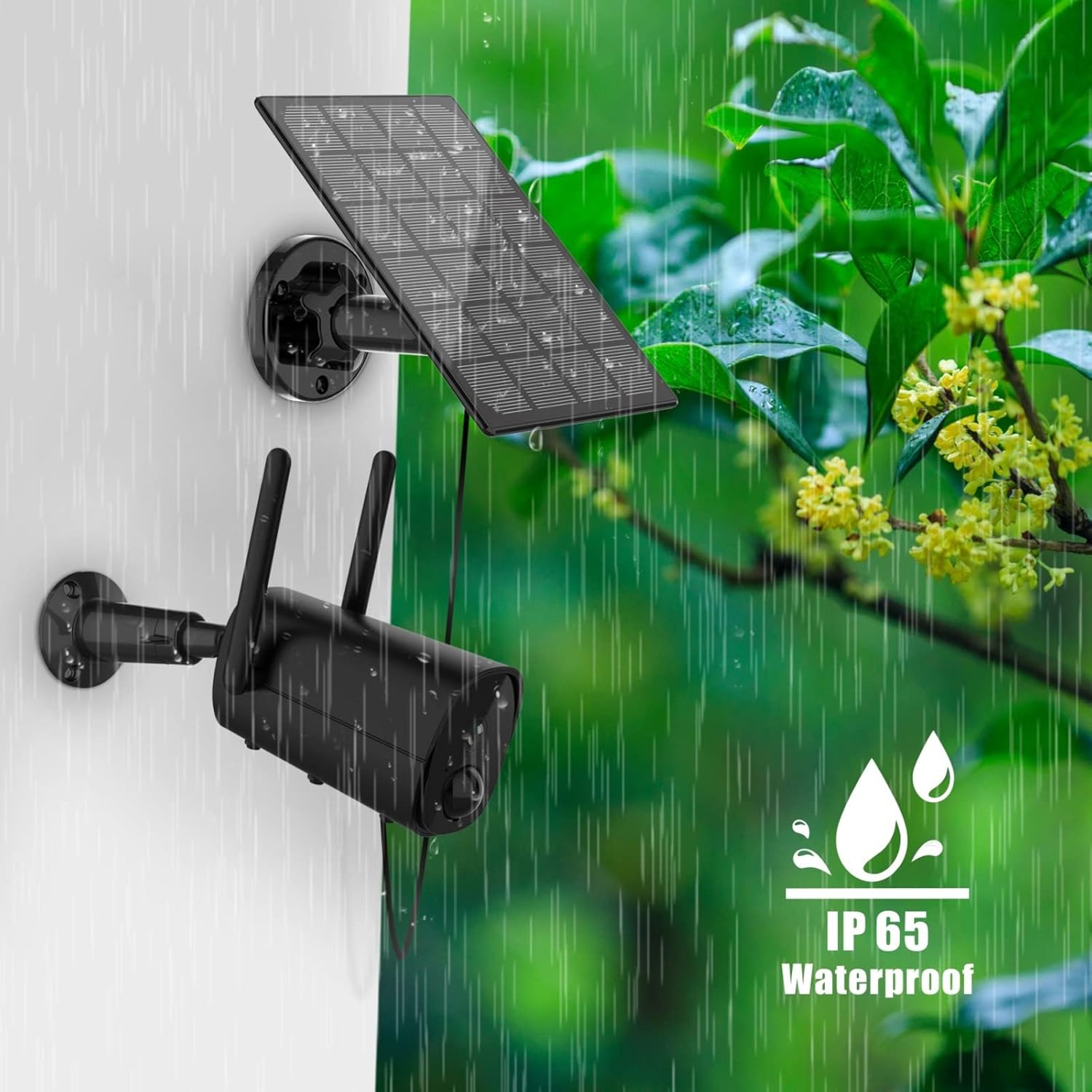 Solar Panel for Wireless Outdoor Security Camera Compatible with DC 5V Rechargeable Battary Powered Surveillance Cam, Continuous Solar Power for Camera(No Camera)