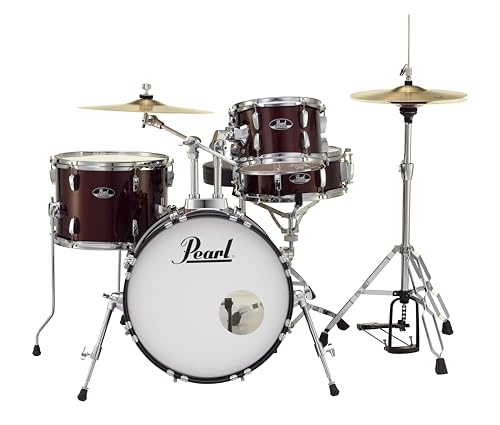 Pearl Roadshow Drum Set 4-Piece Complete Kit with Cymbals and Stands, Charcoal Metallic (RS584C/C706)
