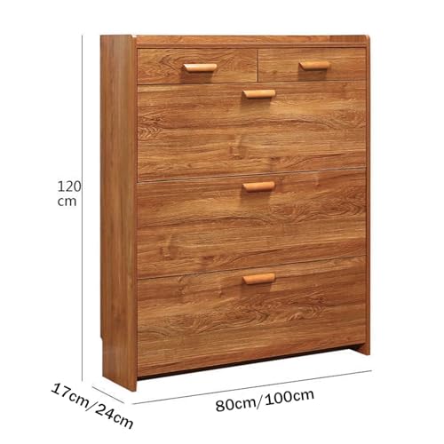 Narrow Shoe Cabinet for Entryway, Hallway Shoe Storage Cabinet, Slim Flip Down Shoe Rack 4 Tier Shoe Organizer for Home and Apartment