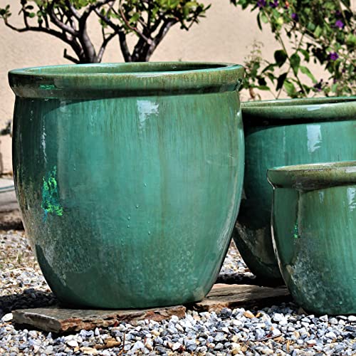 Large NO Decor Planter Falling blue - Set of 4 (22.5",17.5",14.0",11.5"-Inch),large Indoor Outdoor ceramic Plants,Hand-Crafted,All-Weather Durable large garden pot with Perfect Drainage