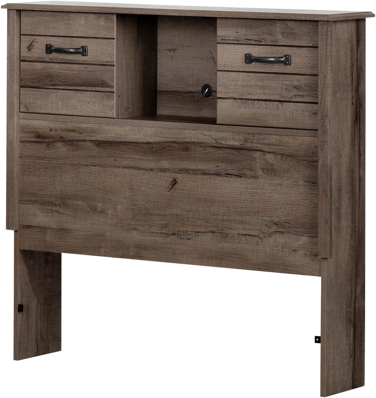 Old World Charm Engineered Wood Rectangular Full Bookcase Headboard Fall Oak with Storage and Sliding Doors, 64.5" (L) x 15.5" (W) x 4.5" (H)
