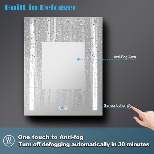 24x30 LED Mirror Medicine Cabinet Recessed or Surface, Defogger, Makeup Mirror 3X, Adjustable Color Temp & Dimmer, Outlets & USB (24x30)