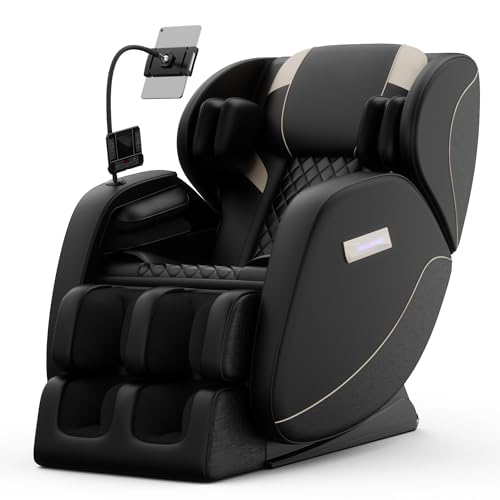 Massage Chair Full Body, Zero Gravity Massage Chair with Auto Modes, Airbag Massage, 6 Fix Point Rollers, Foot Massage, Heating, Touch Screen Controller, Gray Home Relaxation Recliner with Massage