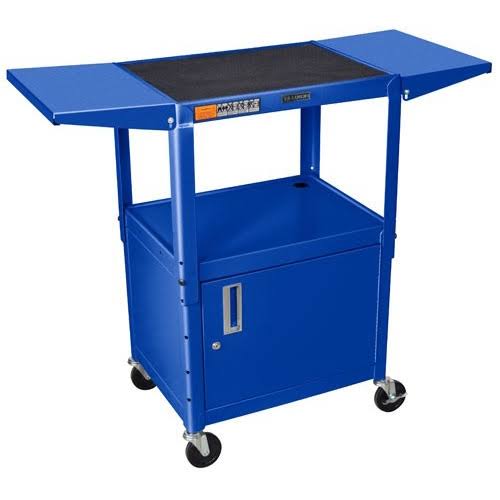 Luxor Adjustable Height Steel AV Cart - Cabinet, Drop Leaf (Black)