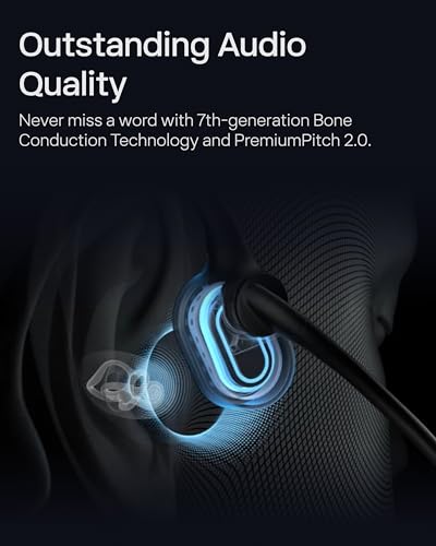 OpenComm2 2025 Upgrade - Open-Ear Bone Conduction Headphones, Wireless Bluetooth Headset with Noise Canceling Mic & Mute Button for Work Calls and Meetings, 16 Hour Talk Time for Mobile & PC - C120
