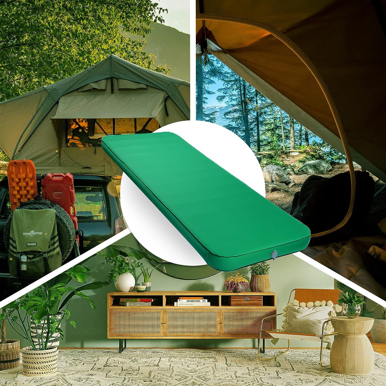 4 Inch Self Inflating Camping Mat, Foldable Outdoor Large 80" x 30" Thick Memory Foam Pad Portable Camping Mattress for Tent, Car Hiking