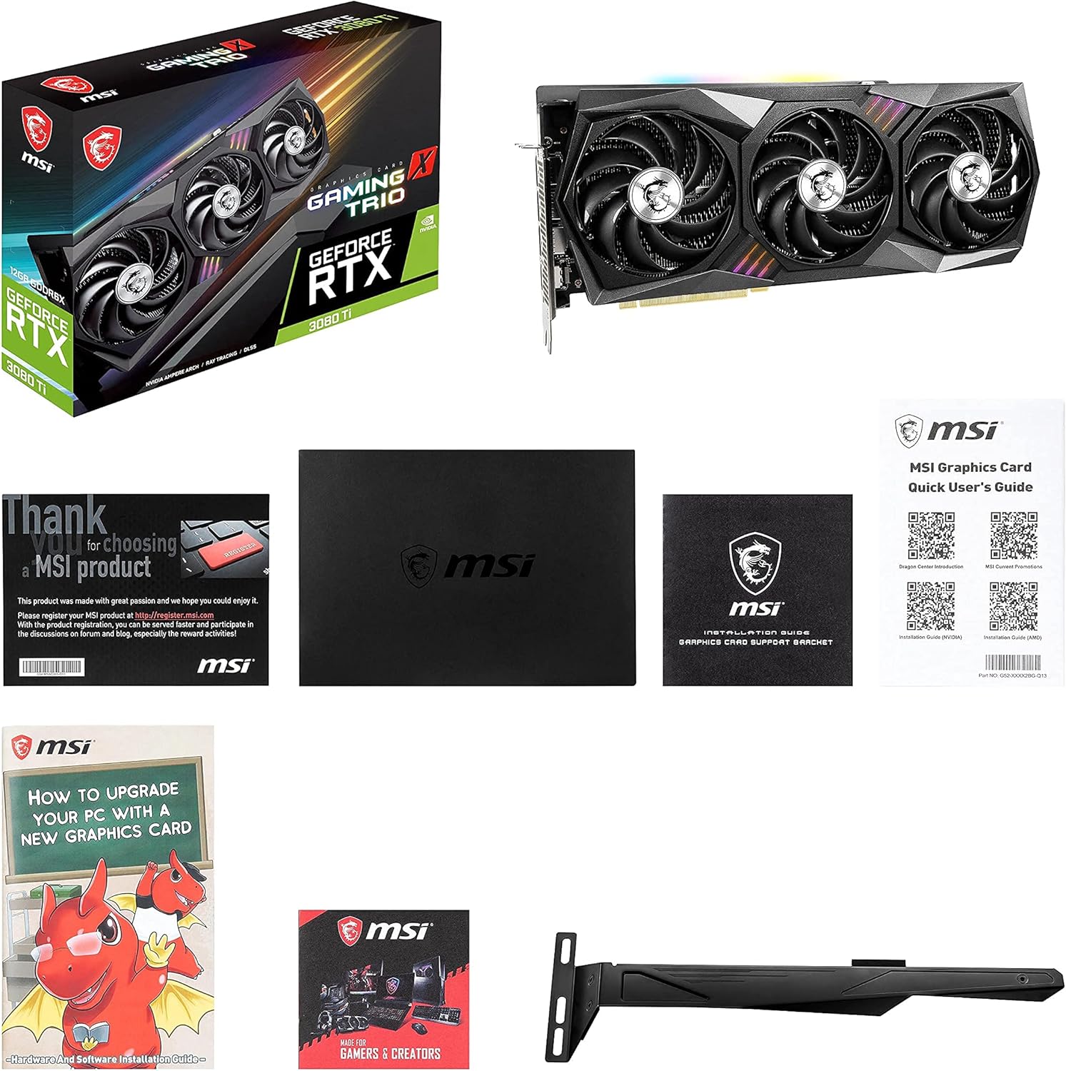 MSI Gaming GeForce RTX 3080 Ti Gaming X Trio 12G Computer Gaming Graphics Card 12GB GDRR6X 320-Bit HDMI/DP Nvlink Torx Fan 3 Ampere Architecture OC, NVIDIA GPU Video Cards for Gaming PC (Renewed)