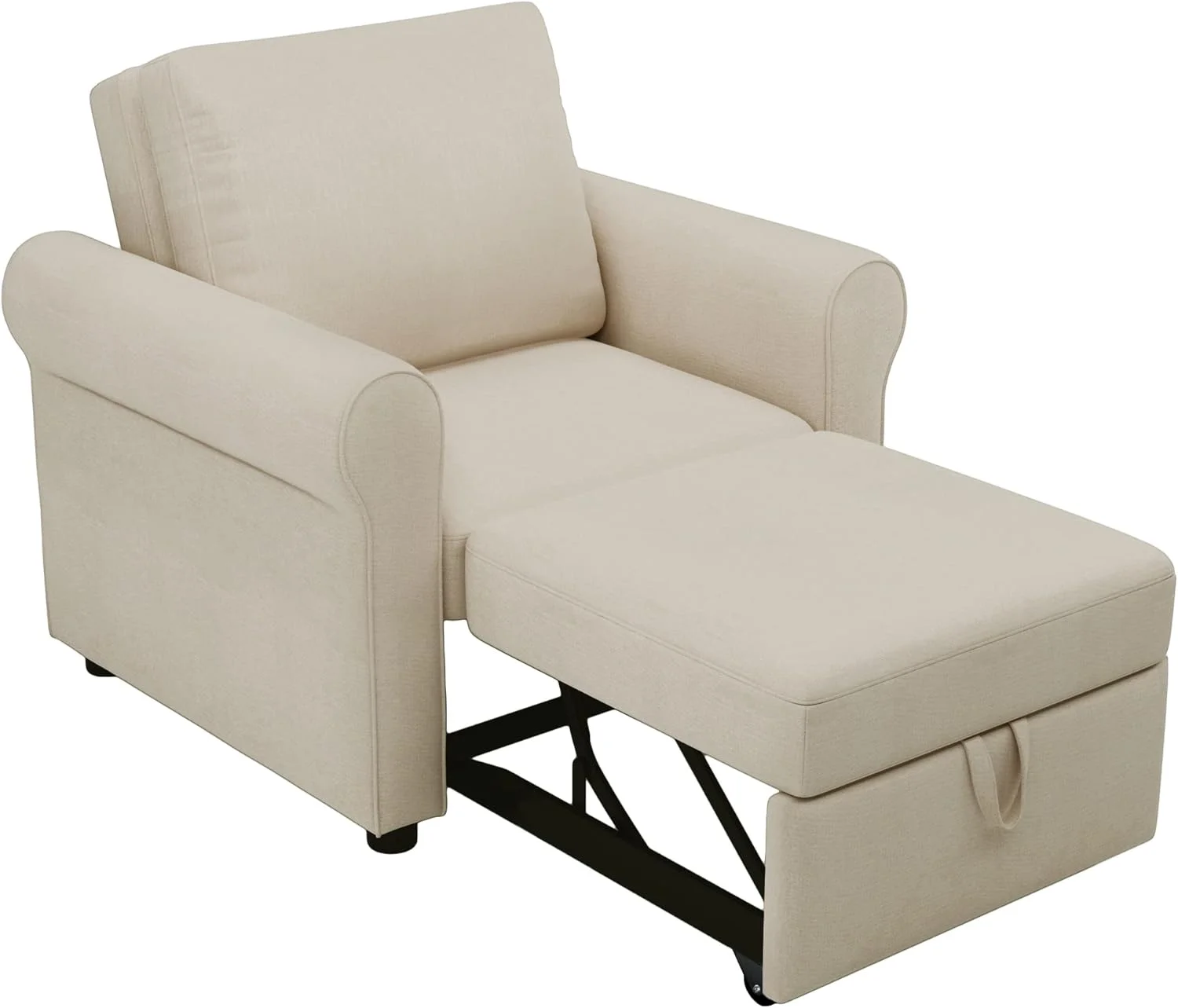 Sofa Bed Chair, Convertible Sleeper Chair Bed With Adjustable Backrest Into A Sofa, Single Bed, Modern Chair Bed For Living Room Bedroom, Beige