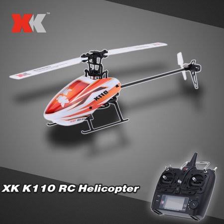 XK Blast K110 6CH 3D 6g System Brushless Motor RTF RC Helicopter, Size: 30, Orange