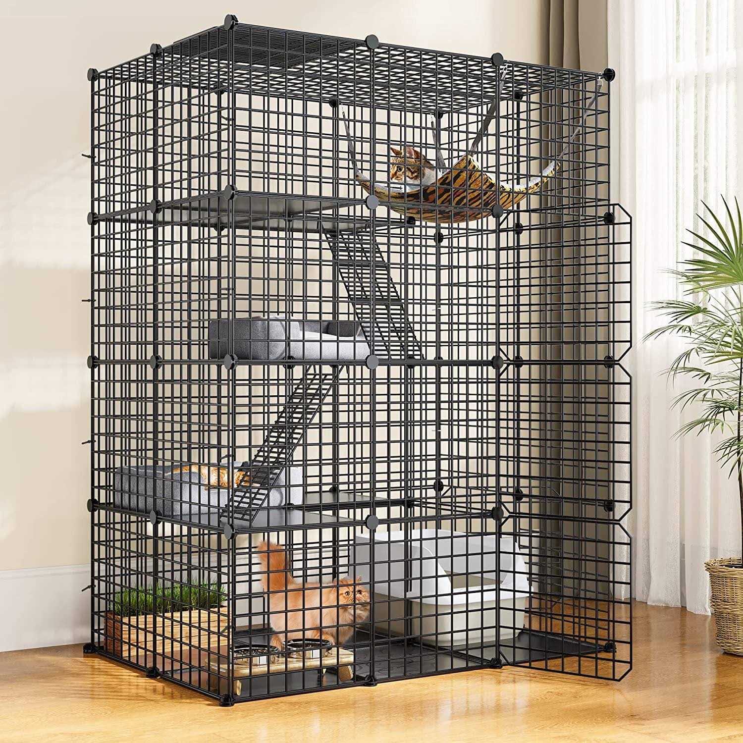Dextrus 4-Tier Cat Cage Cat Hammock Large Metal Wire Cat Kennel DIY Cat Playpen Perfect - Pet Supplies online store