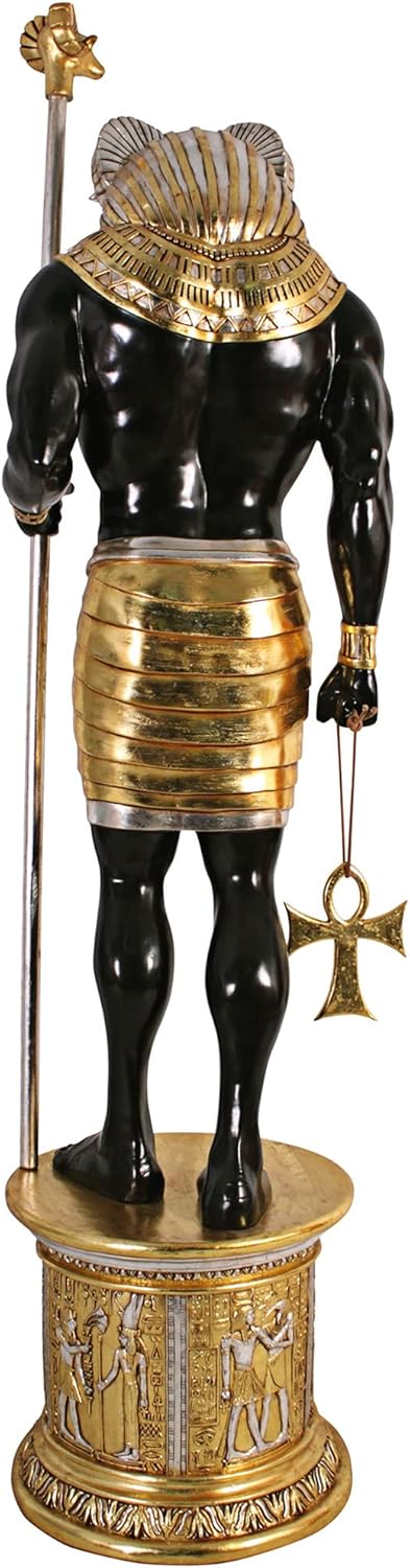 Design Toscano The Egyptian Grand Ruler Life-Size Khnum Statue Atop a Temple Column Mount