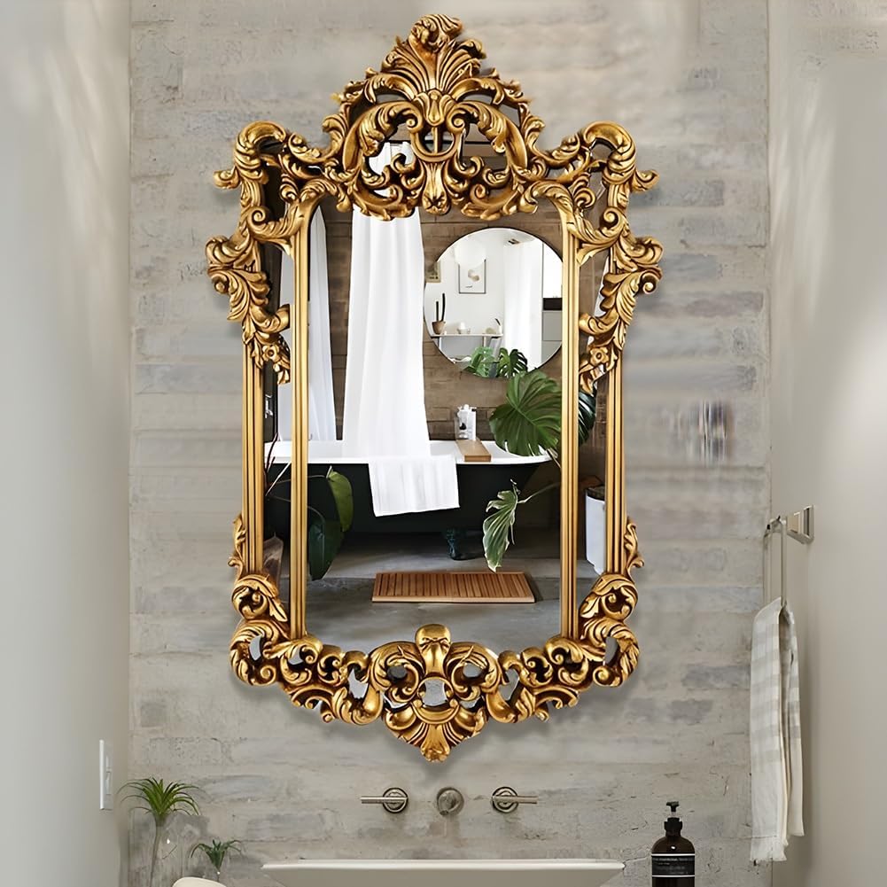 SOYDAN Antique Ornate Gold Wall Mirror with Resin Frame, Decorative Traditional Mirror Elegant Inspired Wall Decor for Living Room,Bedroom,Entryway, Dinning Room