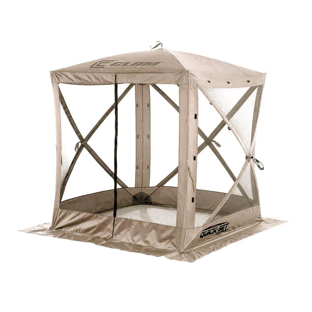 Clam Quick-Set Traveler Portable Outdoor Screened Canopy Shelter, Tan (2 Pack)