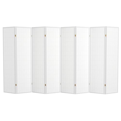 Red Lantern 6 ft. Tall Window Pane Shoji Screen-Natural-4 Panels Room Divider