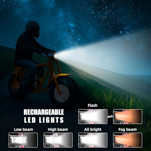 Mini Bike, Gas Dirt Bike, Minibike, Gas Powered Mini Bikes for Adults, 99cc-4 Stroke Pit Bike with Led Light, Min Dirtbike, Motorcycle Max Load 200 Lbs, Max Speed 28 Mph, Age13+