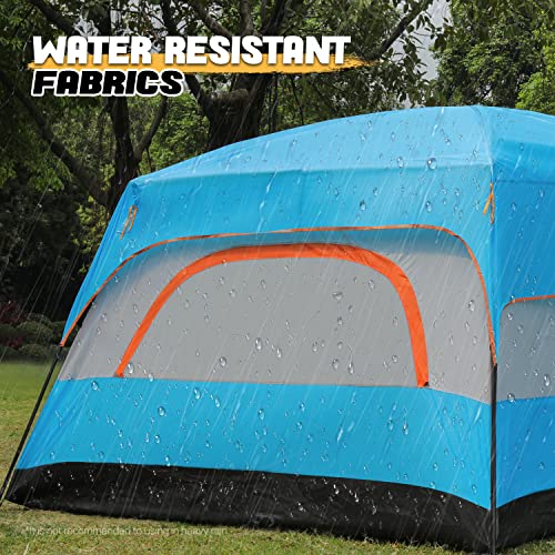 MoNiBloom 5-8 Person Tent for Camping Extra Large Portable Cabin Huge Tent, Waterproof Windproof 1 Living Room and 2 Bedroom 181''Length Tent with Carry Bag for Outdoor Picnic Family Gathering, Coffee