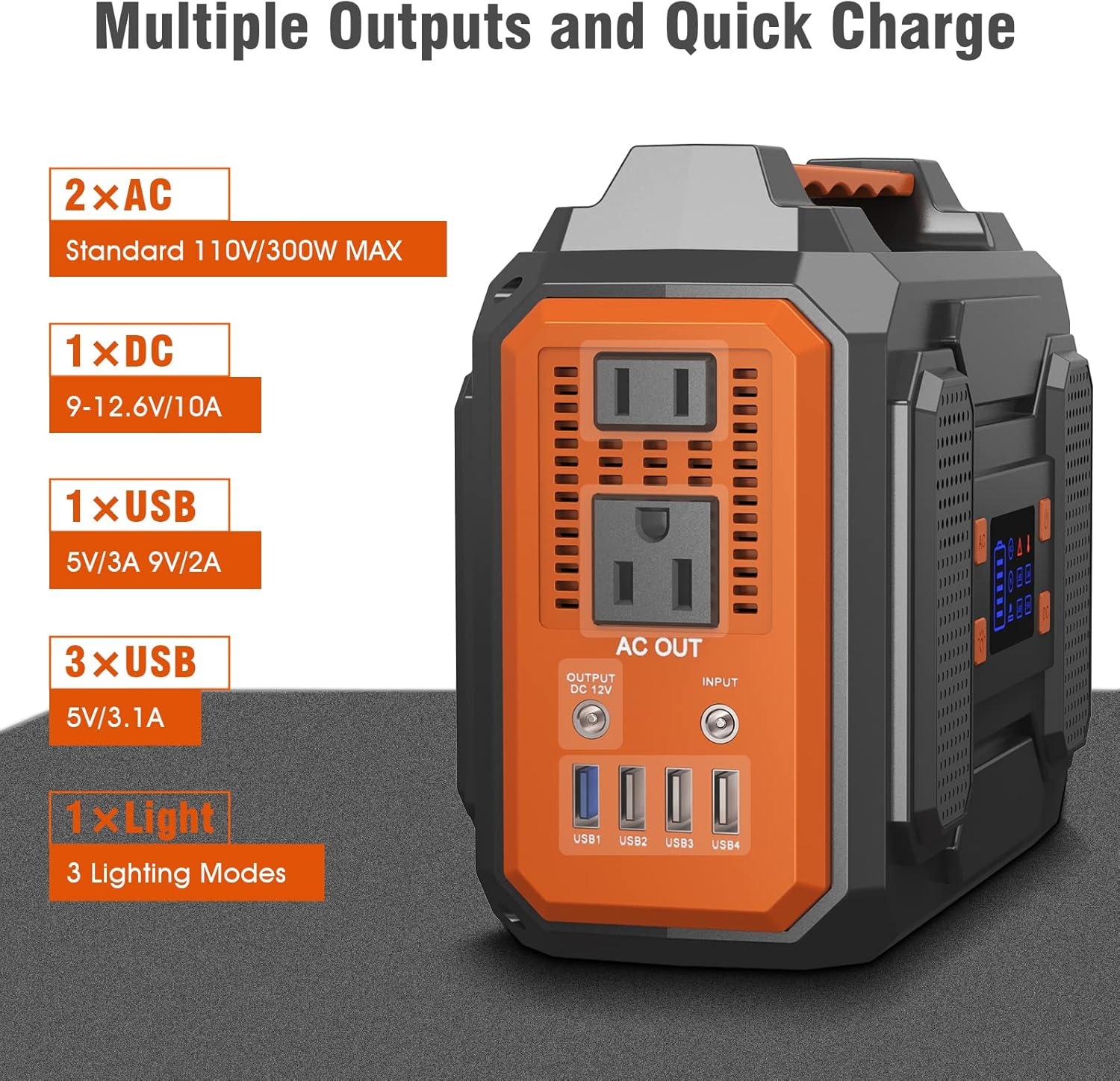 Portable Power Station 300W,Solar Outdoor Generators 280Wh/75000mAh,Lithium Battery Backup Power Source with Flashlight,inverter Generator with DC AC Outlet for Home Use Camping RV Travel Emergency