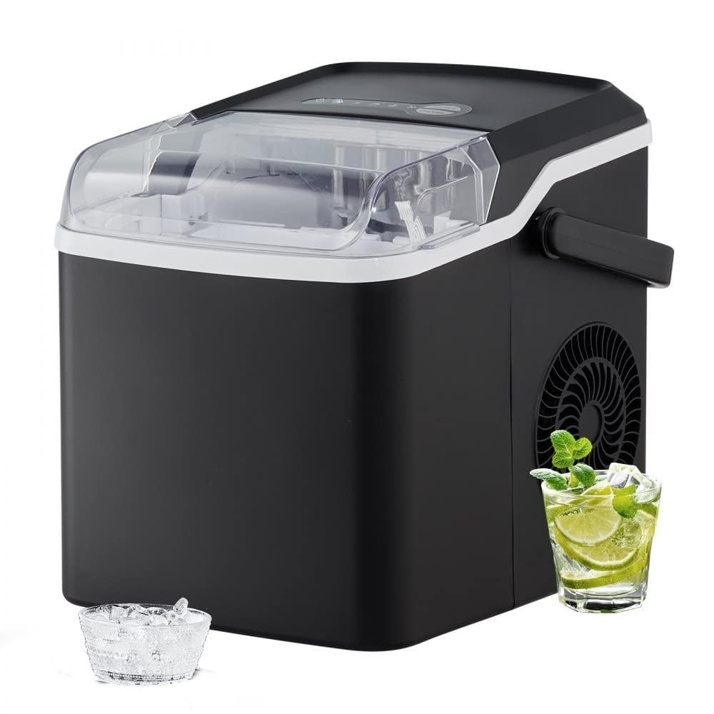 Portable Countertop Ice Maker with Self-Cleaning Function - 9 Cubes Ready in 7 Mins, 26lbs in 24Hrs, Includes Ice Scoop and Basket, 2 Sizes Bullet Ice - Perfect for Home Kitchen Office Bar Party