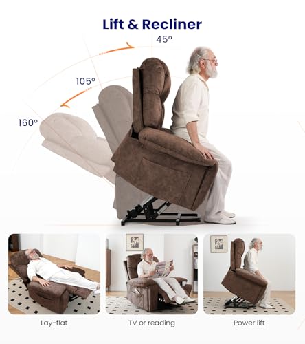 Power Lift Recliner Chair for Elderly,Upgraded Lift Chair,Recliners on Clearance with Massage,Designed for Adults with 2 Cup Holders Side Pockets and a Cool Mat,Ideal for Living Spaces-Grey